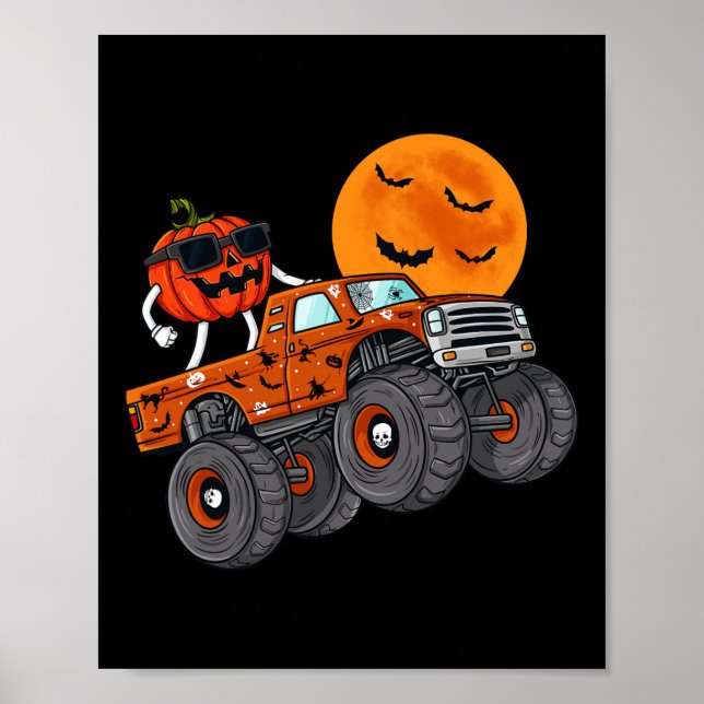 Halloween Jack o lantern Monster Lastbil Småbarn B Poster (Framsidan)