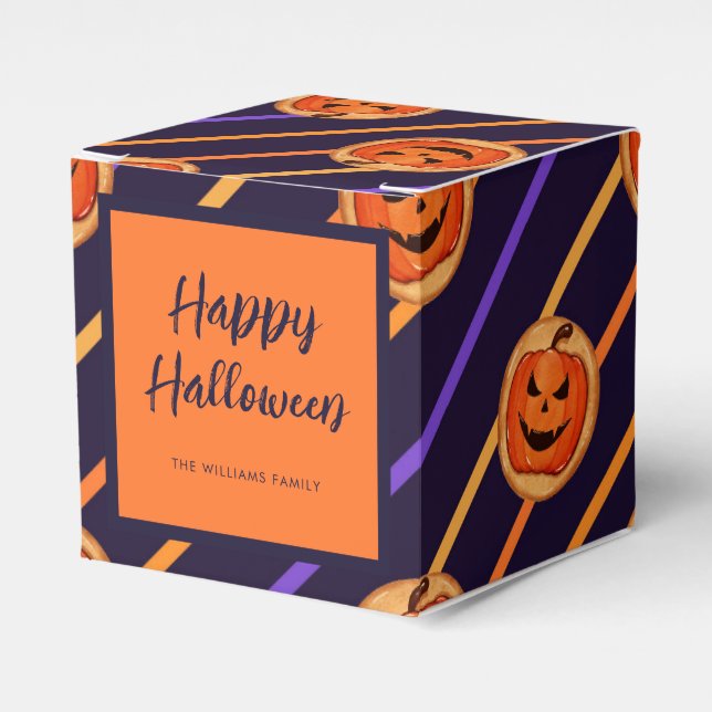 Halloween Jack-O-Lantern Navy Rand Presentaskar (Framsidan Sidan)
