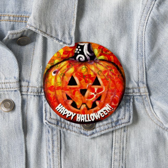 Halloween Jack o lantern Orange Personlig Knapp (In Situ)