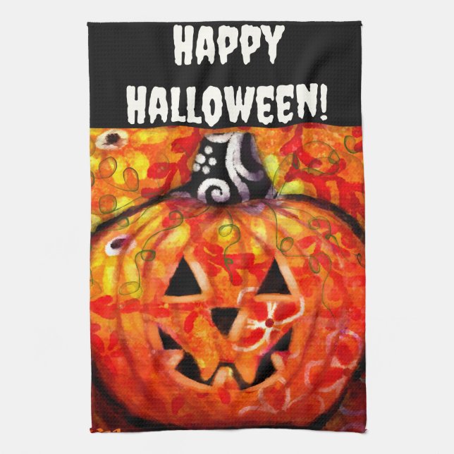 Halloween Jack o lantern Orange Personlig Kökshandduk (Vertikal)
