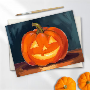 Halloween Jack-O-Lantern Orange pumpa målad Helg Vykort