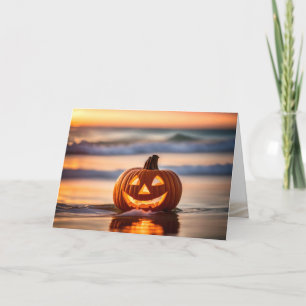 Halloween Jack-o-Lantern på bålen Helgkort