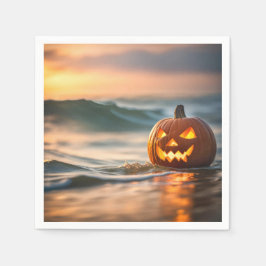 Halloween Jack-o-Lantern på havsstranden Pappersservett
