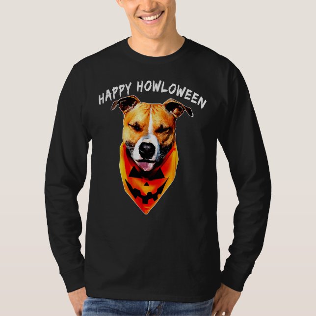 Halloween Jack o lantern Pitbull Rolig hund Hallow T Shirt (Framsida)