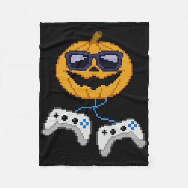 Halloween Jack o lantern Pixelated Gaming Gamer Bo Fleecefilt (Framsidan)