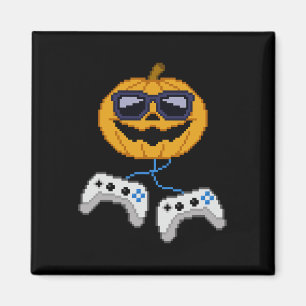 Halloween Jack o lantern Pixelated Gaming Gamer Bo Magnet