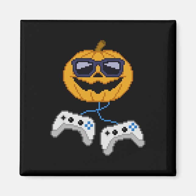 Halloween Jack o lantern Pixelated Gaming Gamer Bo Magnet (Framsidan)