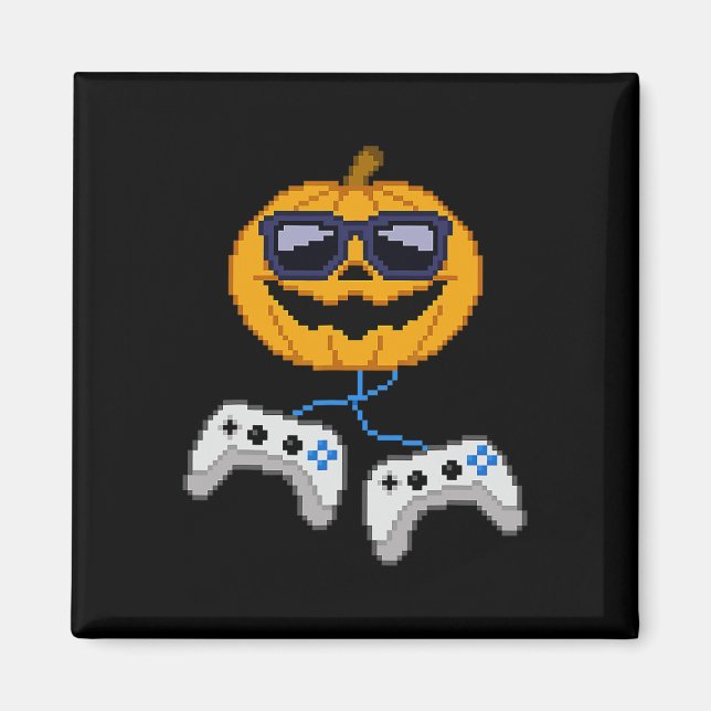 Halloween Jack o lantern Pixelated Gaming Gamer Bo Magnet (Framsidan)