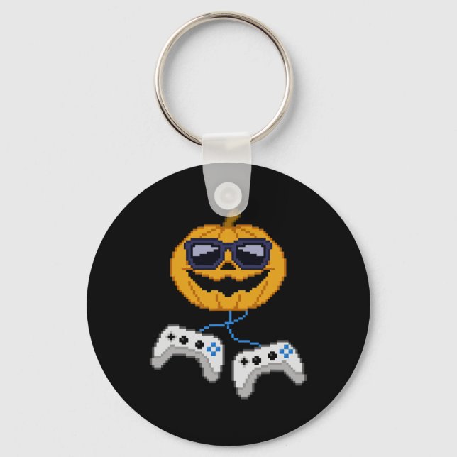 Halloween Jack o lantern Pixelated Gaming Gamer Bo Nyckelring (Framsida)