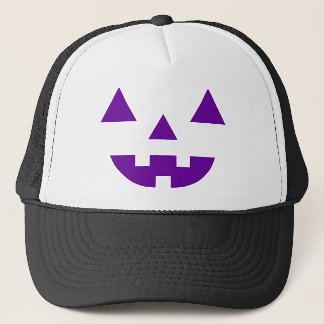 Halloween Jack O Lantern Pumpa Ansikte Lila Keps (Framsida)