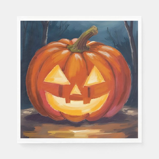 Halloween Jack-O-Lantern Pumpa Pappersservett (Framsidan)