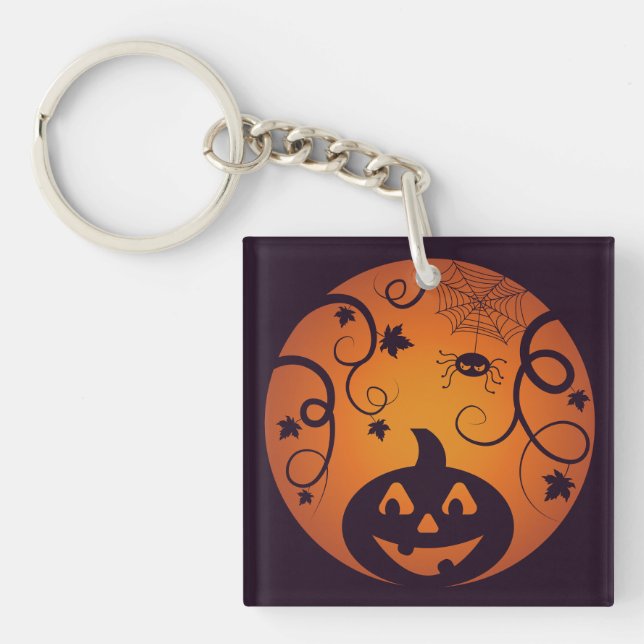 Halloween Jack o lantern pumpkin ansikte och spind (Framsidan)