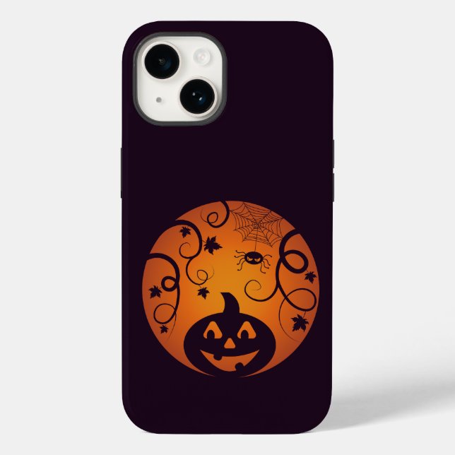 Halloween Jack o lantern pumpkin ansikte och spind (Baksida)