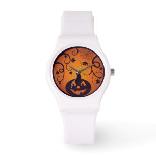 Halloween Jack o lantern pumpkin ansikte och spind Armbandsur