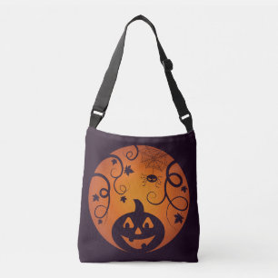 Halloween Jack o lantern pumpkin ansikte och spind Axelväska