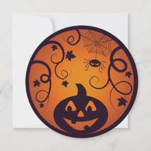Halloween Jack o lantern pumpkin ansikte och spind Julkort