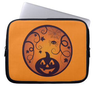 Halloween Jack o lantern pumpkin ansikte och spind Laptop Fodral