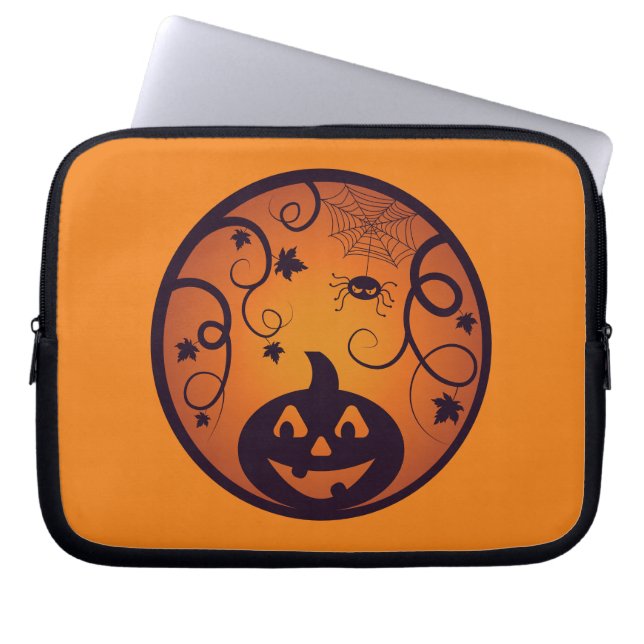 Halloween Jack o lantern pumpkin ansikte och spind Laptop Fodral (Framsidan)