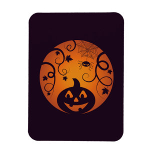 Halloween Jack o lantern pumpkin ansikte och spind Magnet