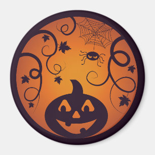 Halloween Jack o lantern pumpkin ansikte och spind Magnet