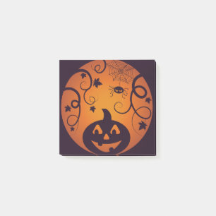 Halloween Jack o lantern pumpkin ansikte och spind Post-it Block