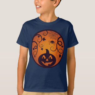Halloween Jack o lantern pumpkin ansikte och spind T Shirt