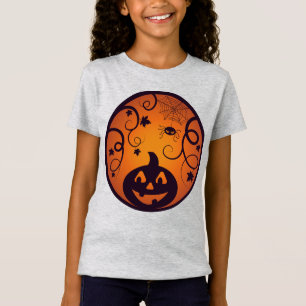Halloween Jack o lantern pumpkin ansikte och spind T Shirt