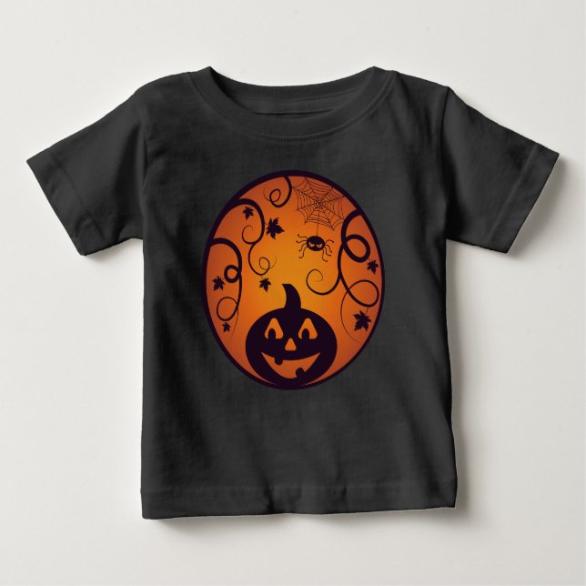 Halloween Jack o lantern pumpkin ansikte och spind T Shirt (Framsida)