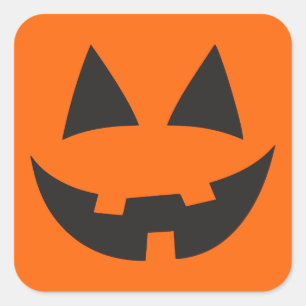 Halloween Jack-O-Lantern Pumpkin Ansikte Sihouette Fyrkantigt Klistermärke