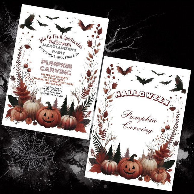 Halloween Jack o lantern Pumpkin Carving Party Inbjudningar (Halloween Jack O Lanterns Pumpkin Carving Party Invitation)
