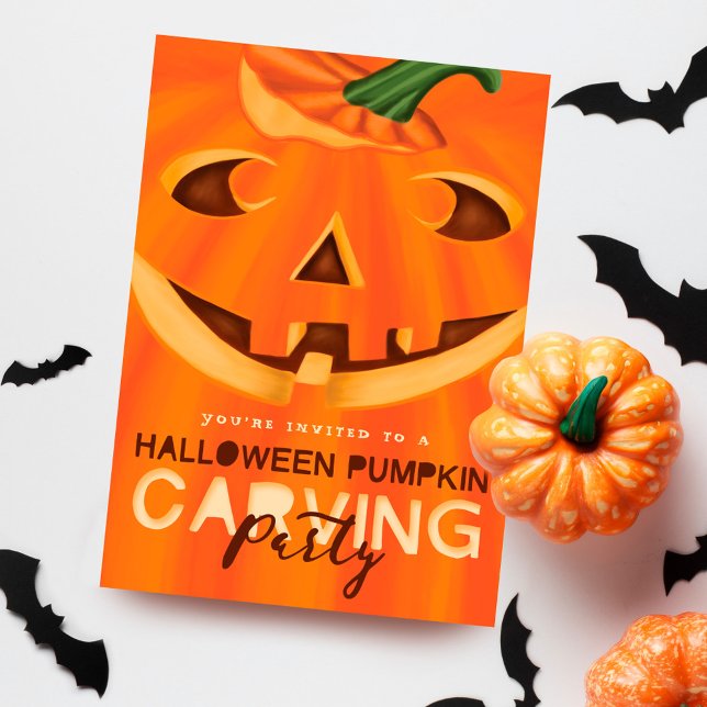 Halloween Jack-O-Lantern Pumpkin Carving Party Inbjudningar (Halloween Jack-O-Lantern Pumpkin Carving Party Invitation)