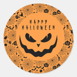 Halloween Jack o lantern Pumpkin Creepy Ansikte Runt Klistermärke