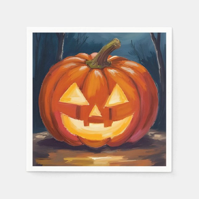 Halloween Jack-O-Lantern Pumpkin Pappersservett (Framsidan)