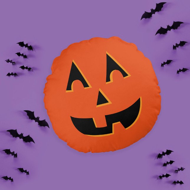 Halloween Jack o lantern Pumpkin Rund Kudde (Skapare uppladdad)