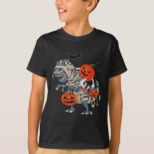 Halloween Jack o lantern Riding T Rex Boys Girls K Shirt