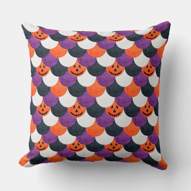 Halloween Jack-o’-Lantern Sjöjungfru Fjäll Mönster Kudde (Framsida)