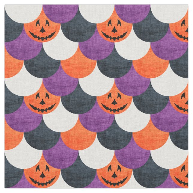 Halloween Jack-o'-Lantern Sjöjungfru Fjäll Mönster Tyg (Närbild)