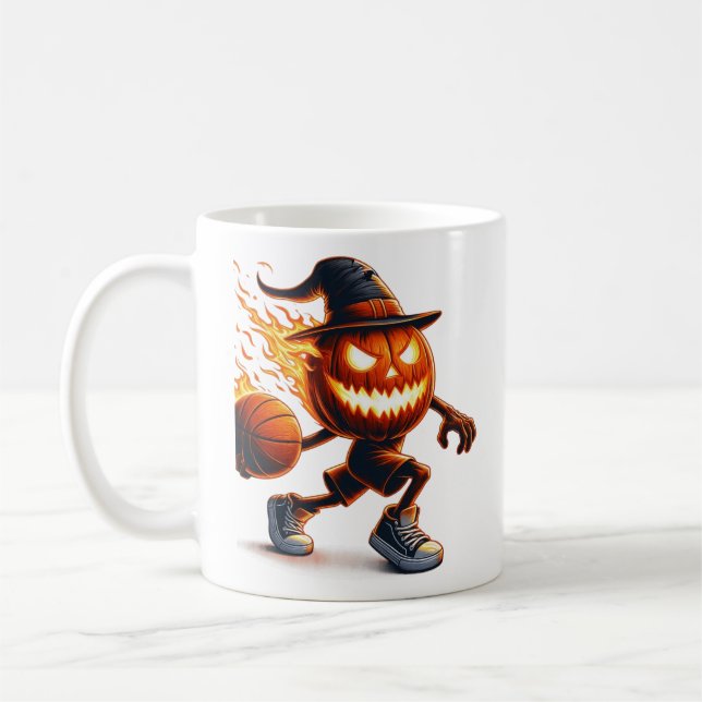 Halloween Jack-o'-Lantern Slam dunk: Spooky Basket Kaffemugg (Vänster)
