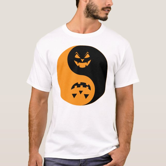 Halloween Jack o-lantern Yin Yang T Shirt (Framsida)