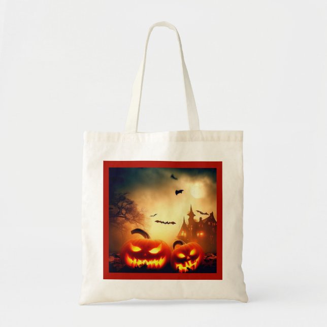 Halloween - Jack-O-Lanternor 8 Tote Bag Tygkasse (Framsidan)