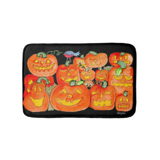 Halloween Jack-O-Lanterns med djur Badrumsmatta