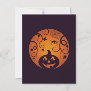 Halloween Jack o lykta pumpa ansikte och spindel Julkort