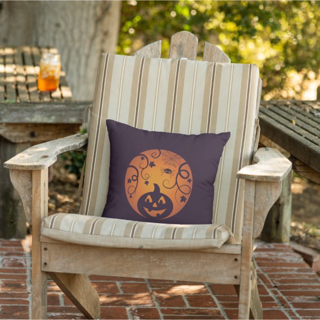 Halloween Jack o lykta pumpa ansikte och spindel Kudde (Stol)
