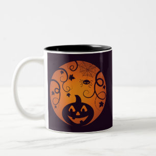 Halloween Jack o lykta pumpa ansikte och spindel Två-Tonad Mugg