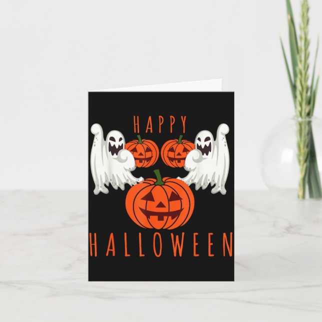 Halloween jack o lykta skrämmande spöken pumpa ans kort (Framsida)