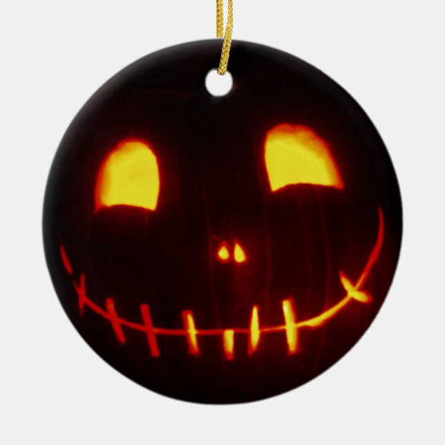 Halloween Jack-o-Lyktan Julgransprydnad Keramik (Framsidan)