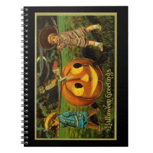 Halloween Jack-o-Lyktans skörde natt av barn Anteckningsbok