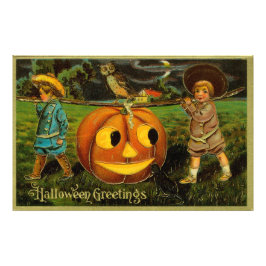 Halloween Jack-o-Lyktans skörde natt av barn Fototryck