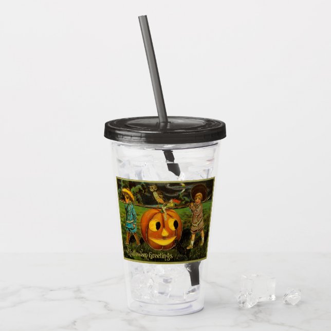 Halloween Jack-o-Lyktans skörde natt av barn Take Away Mugg (Framsida Ice)