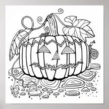 Halloween Jack O'Lantern Coloring Page Art